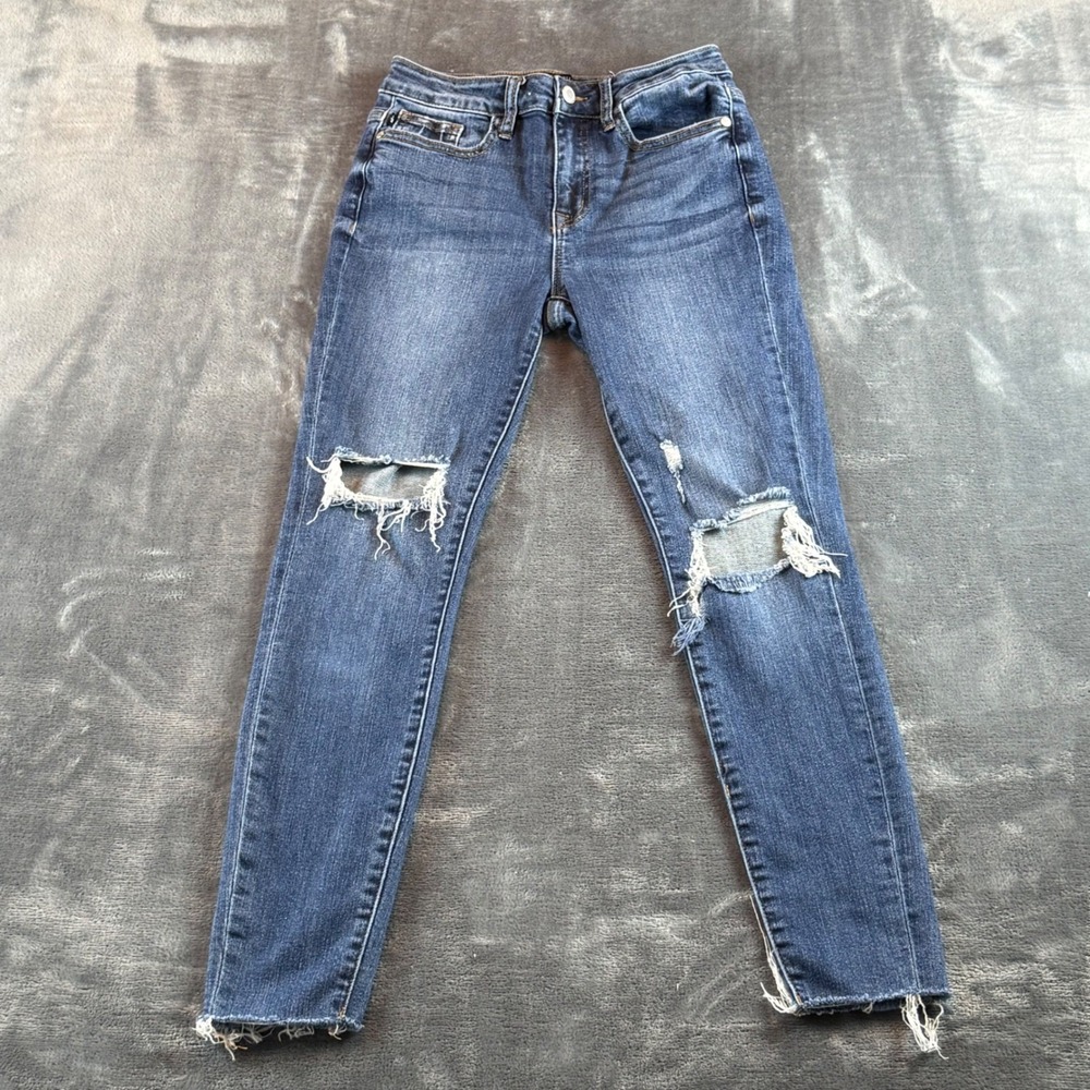 Judy Blue Women's Jeans Skinny Fit Size 3/26 Distressed Mid Rise‎